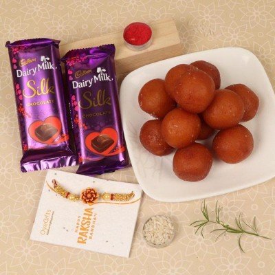 Gulab Jamun with Dairy milk silk Rakhi combo
