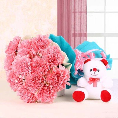 Flowers & Teddy Combo Online
